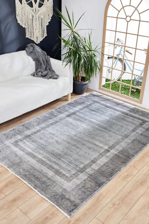 Queen Gray Bamboo Woven Modern Living Room Rug 8106