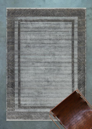 Queen Gray Bamboo Woven Modern Living Room Rug 8106