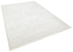 Queen White Bamboo Woven Modern Living Room Rug 8112