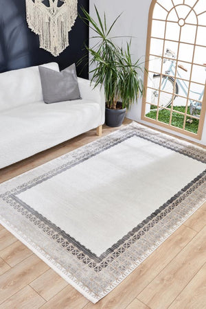 Savannah Modern Framed Cream Area Rug