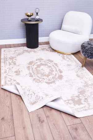 Serenity Ecru Viscose Woven Modern Living Room Rug 7851