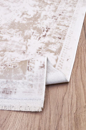 Serenity Ecru Viscose Woven Modern Living Room Rug 7851