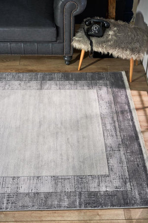 Serenity Gray Viscose Woven Modern Living Room Rug 7811