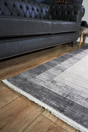 Serenity Gray Viscose Woven Modern Living Room Rug 7811