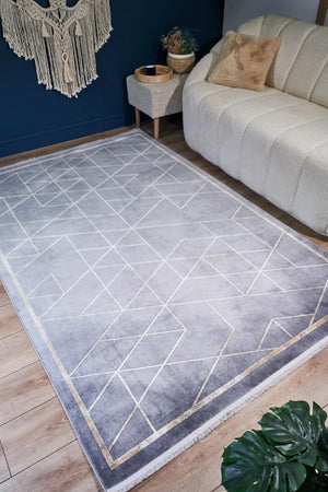 Serenity Gray Viscose Woven Modern Living Room Rug 7841