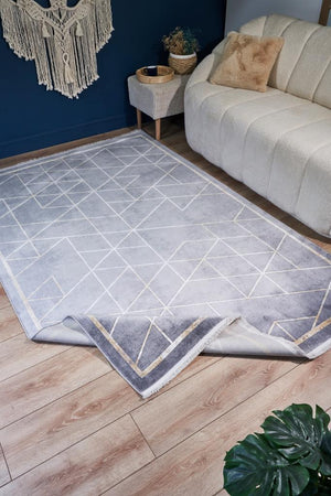 Serenity Gray Viscose Woven Modern Living Room Rug 7841