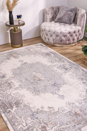 Serenity Gray Viscose Woven Modern Living Room Rug 7852