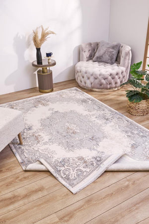 Serenity Gray Viscose Woven Modern Living Room Rug 7852