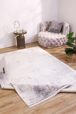 Serenity Gray Viscose Woven Modern Living Room Rug 7871