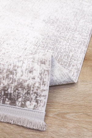 Solid Modern and Plain Patterned Fringed Beige Rug 8351