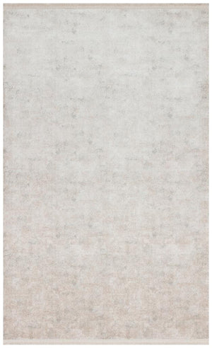 Solid Modern and Plain Patterned Fringed Beige Rug 8351
