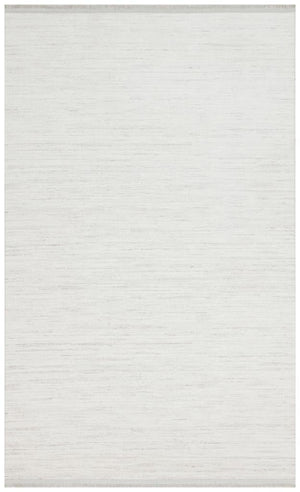 Solid Modern and Plain Patterned Fringed Cream Rug 8331