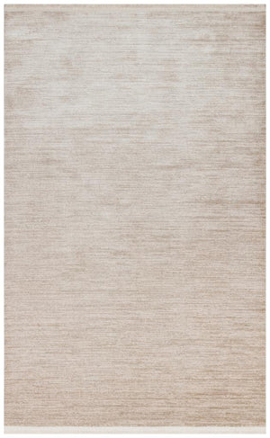 Solid Modern and Plain Patterned Fringed Cream Rug 8333
