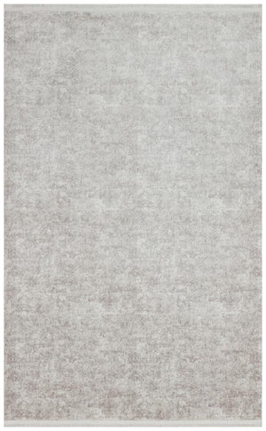 Solid Modern and Plain Patterned Fringed Gray Rug 8352