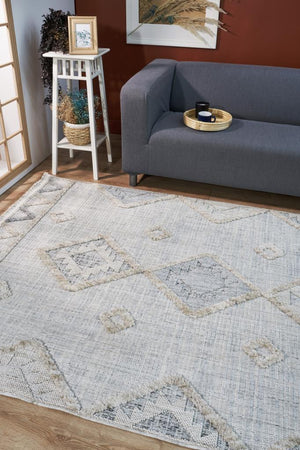 Vesta Scandinavian and Embossed Patterned Beige Area Rug 9542
