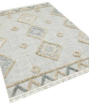 Vesta Scandinavian and Embossed Patterned Beige Area Rug 9542
