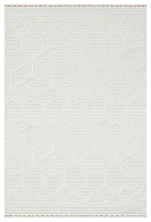 Vesta Scandinavian and Embossed Patterned White Area Rug 9522