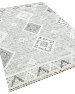 Vesta Scandinavian and Embossed Patterned White Area Rug 9541