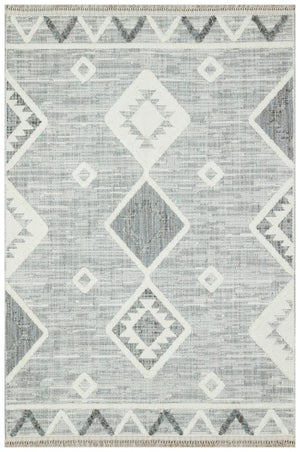 Vesta Scandinavian and Embossed Patterned White Area Rug 9541