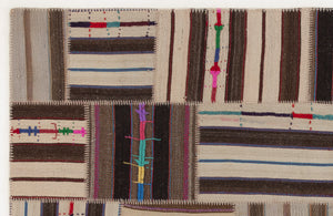Naturel Over Dyed Kilim Patchwork Unique Rug 5'3'' x 7'7'' ft 160 x 230 cm