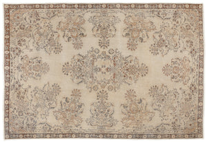 Beige Over Dyed Vintage Rug 6'8'' x 9'7'' ft 203 x 293 cm
