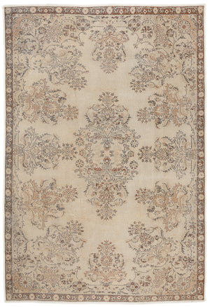 Beige Over Dyed Vintage Rug 6'8'' x 9'7'' ft 203 x 293 cm