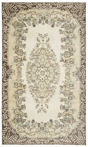 Beige Over Dyed Vintage Rug 5'9'' x 9'9'' ft 176 x 297 cm