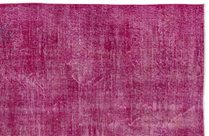 Fuchsia Over Dyed Vintage Rug 5'3'' x 8'5'' ft 159 x 257 cm