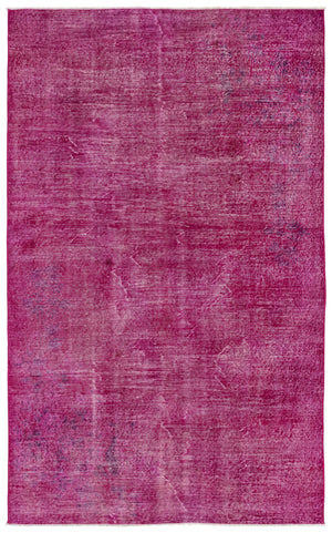 Fuchsia Over Dyed Vintage Rug 5'3'' x 8'5'' ft 159 x 257 cm