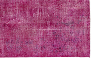 Fuchsia Over Dyed Vintage Rug 5'3'' x 8'5'' ft 159 x 257 cm