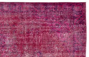 Fuchsia Over Dyed Vintage Rug 5'7'' x 9'1'' ft 171 x 278 cm