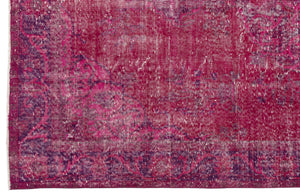 Fuchsia Over Dyed Vintage Rug 5'7'' x 9'1'' ft 171 x 278 cm