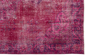 Fuchsia Over Dyed Vintage Rug 5'7'' x 9'1'' ft 171 x 278 cm