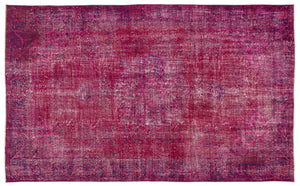 Fuchsia Over Dyed Vintage Rug 5'7'' x 9'1'' ft 171 x 278 cm