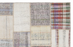 Striped Over Dyed Kilim Patchwork Unique Rug 5'3'' x 7'7'' ft 160 x 230 cm