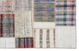 Striped Over Dyed Kilim Patchwork Unique Rug 5'3'' x 7'7'' ft 160 x 230 cm
