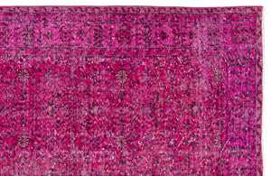 Fuchsia Over Dyed Vintage Rug 5'7'' x 8'10'' ft 170 x 269 cm
