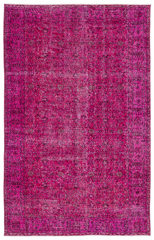 Fuchsia Over Dyed Vintage Rug 5'7'' x 8'10'' ft 170 x 269 cm