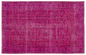 Fuchsia Over Dyed Vintage Rug 5'7'' x 8'10'' ft 170 x 269 cm