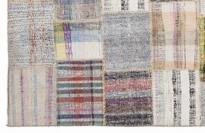 Striped Over Dyed Kilim Patchwork Unique Rug 5'3'' x 7'7'' ft 160 x 230 cm