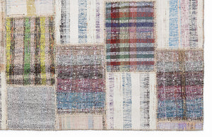 Striped Over Dyed Kilim Patchwork Unique Rug 5'3'' x 7'7'' ft 160 x 230 cm