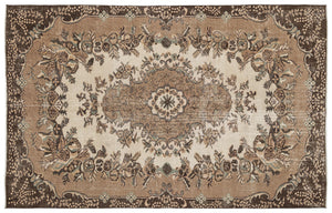 Brown Over Dyed Vintage Rug 5'8'' x 9'1'' ft 172 x 277 cm