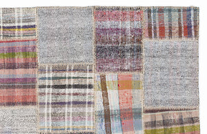 Striped Over Dyed Kilim Patchwork Unique Rug 5'3'' x 7'7'' ft 160 x 230 cm