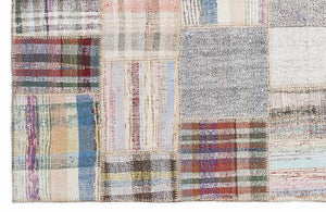 Striped Over Dyed Kilim Patchwork Unique Rug 5'3'' x 7'7'' ft 160 x 230 cm
