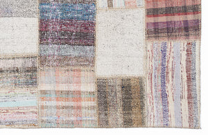 Striped Over Dyed Kilim Patchwork Unique Rug 5'3'' x 7'7'' ft 160 x 230 cm
