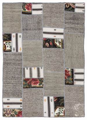 Karabakh Over Dyed Kilim Patchwork Unique Rug 5'3'' x 7'7'' ft 160 x 230 cm