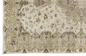Beige Over Dyed Vintage Rug 5'9'' x 8'12'' ft 174 x 274 cm
