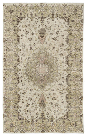 Beige Over Dyed Vintage Rug 5'9'' x 8'12'' ft 174 x 274 cm