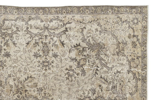 Beige Over Dyed Vintage Rug 5'8'' x 9'3'' ft 173 x 281 cm