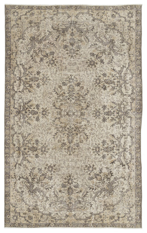 Beige Over Dyed Vintage Rug 5'8'' x 9'3'' ft 173 x 281 cm